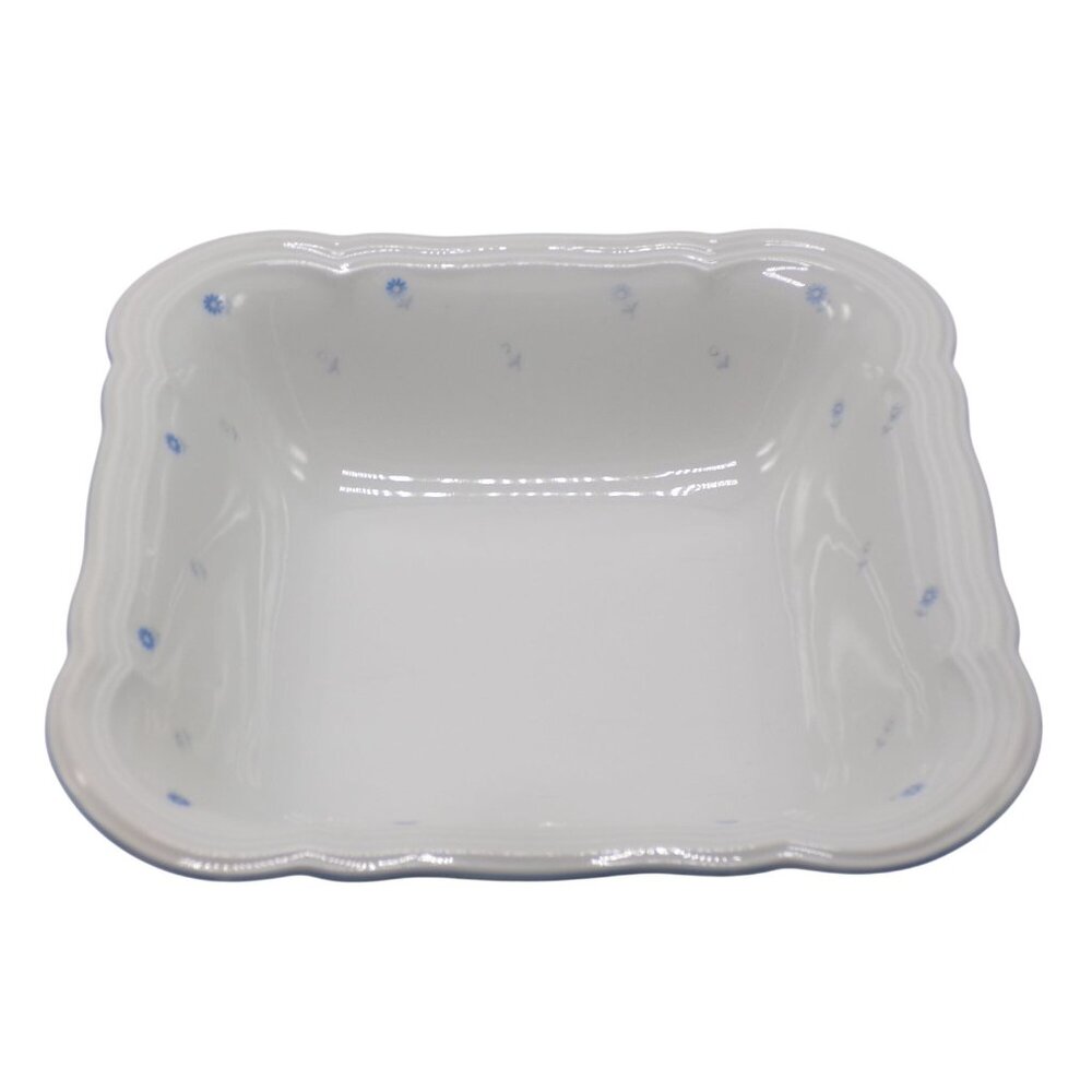Marie Luise Seltmann Weiden Porcelain White Blue Floral Square Serving Bowl 9"